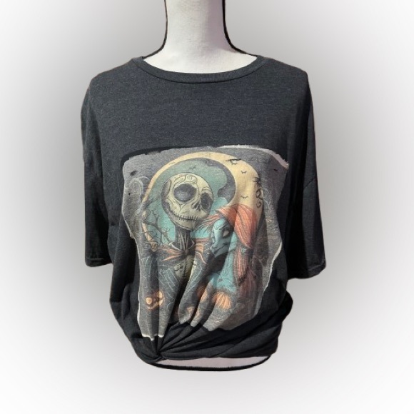 🟧 3 for $30 Dark Gray Tee with Skeleton and Woman Design - Picture 1 of 5